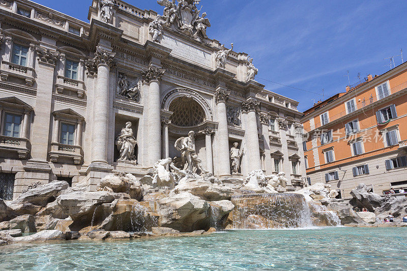 意大利罗马-著名的特莱维喷泉(意大利语:Fontana di Trevi)